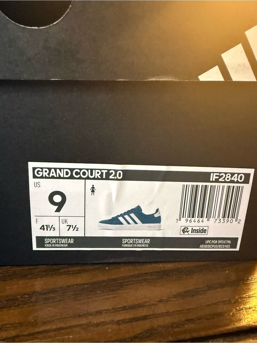 Adidas Grand Court Women’s Size 9 Sneakers Teal Green White 3-Stripes - Picture 9 of 10
